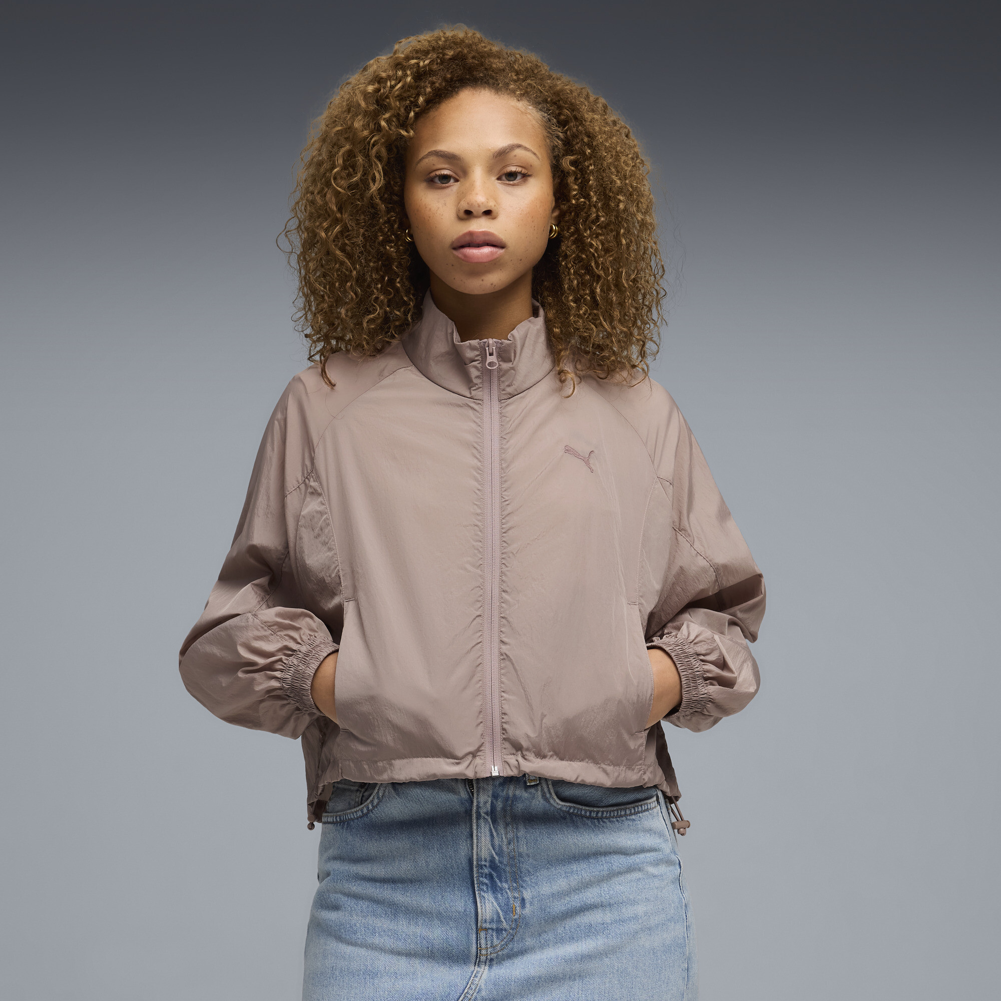 PUMA HER Relaxed Gewebte Reißverschluss-Jacke Damen, Kleidung, , M
