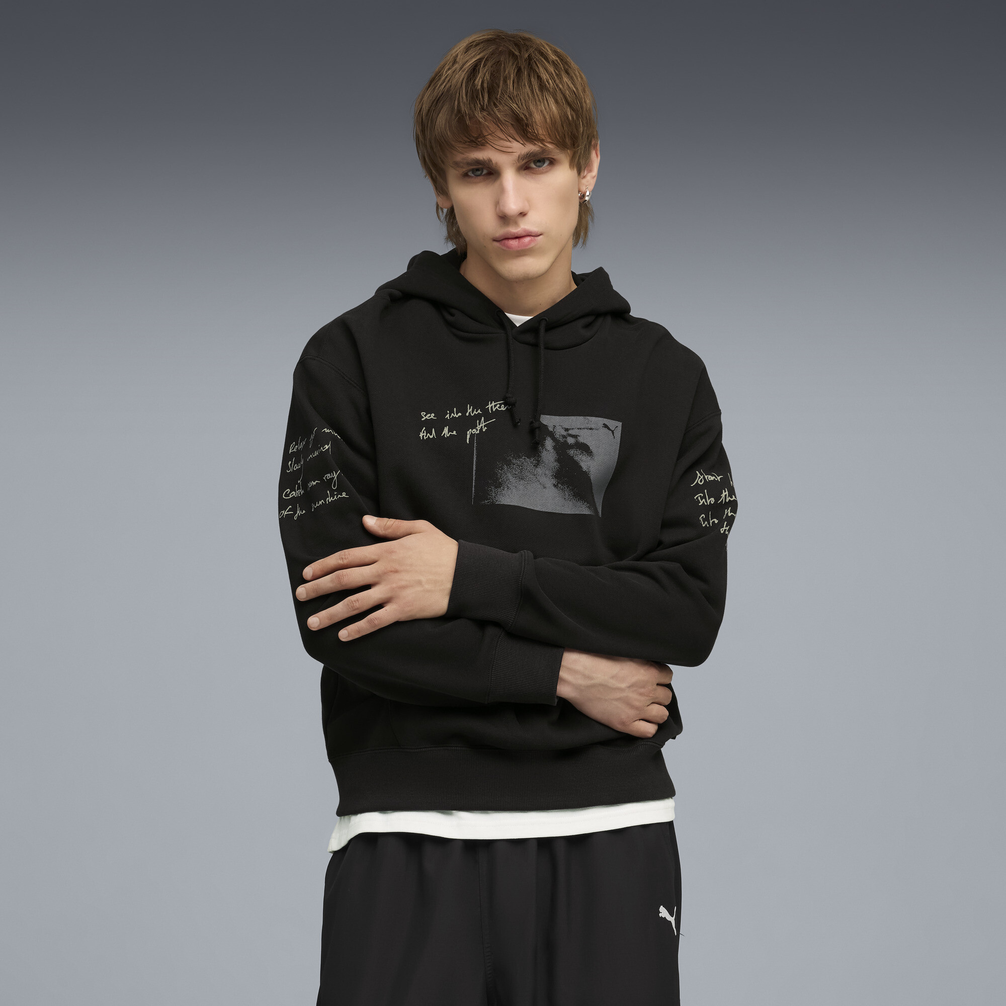 PUMA GRAPHIC Forest Hoodie Herren, Accessoires, Schwarz, XS