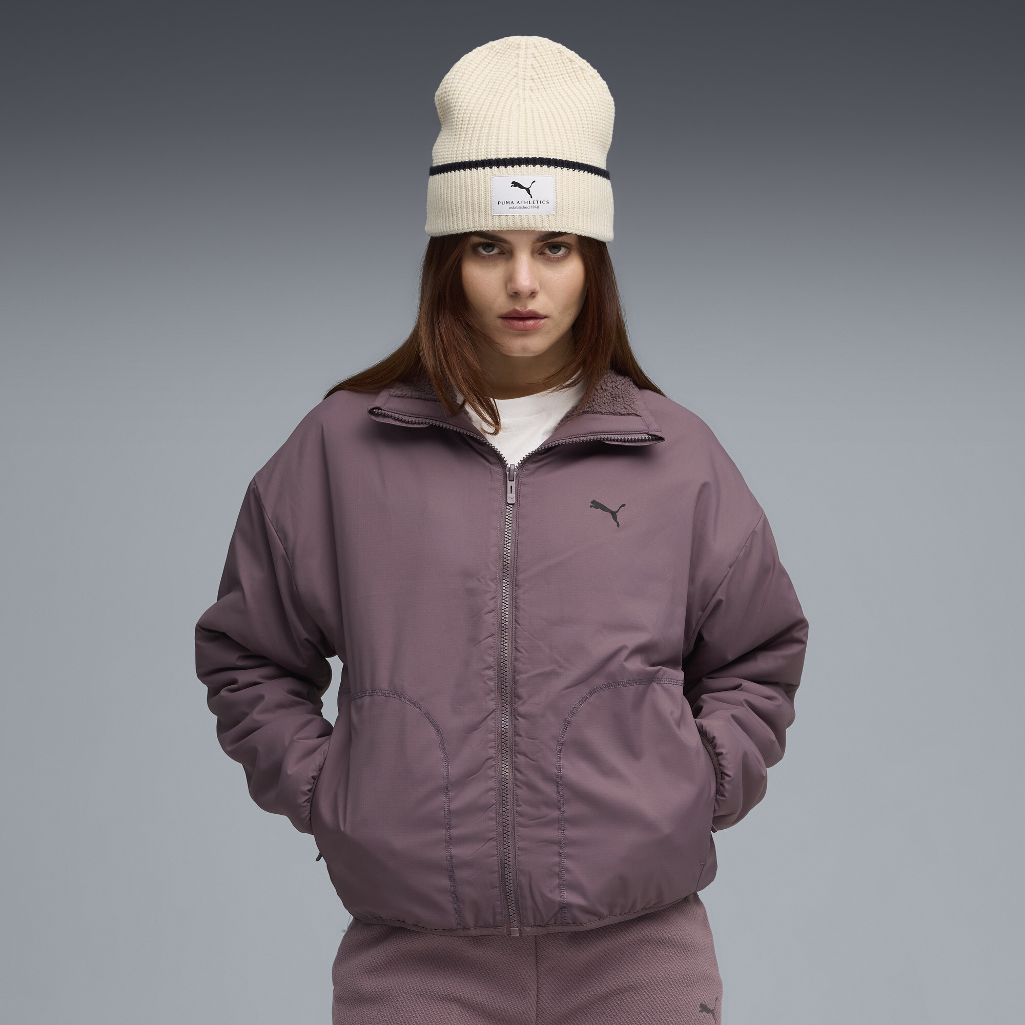 PUMA Hybrid Sherpa Wendbare Jacke Damen, Kleidung, Lila, XS