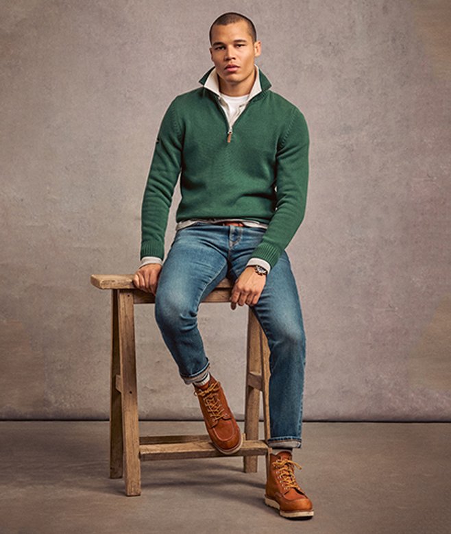 Superdry Herren Grün Klassischer Henley-Strickpullover aus Baumwolle, Größe: S