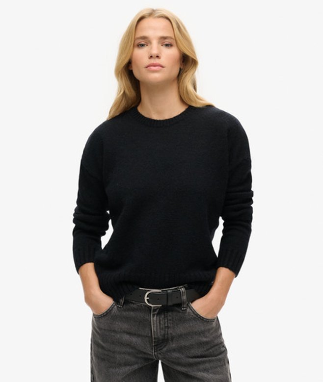 Superdry Damen Essential Pullover mit Rundhalsausschnitt Marineblau - Größe: 36