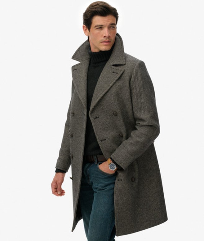 Superdry Herren The Merchant Store - Wollmischung Mantel Black - Größe: M