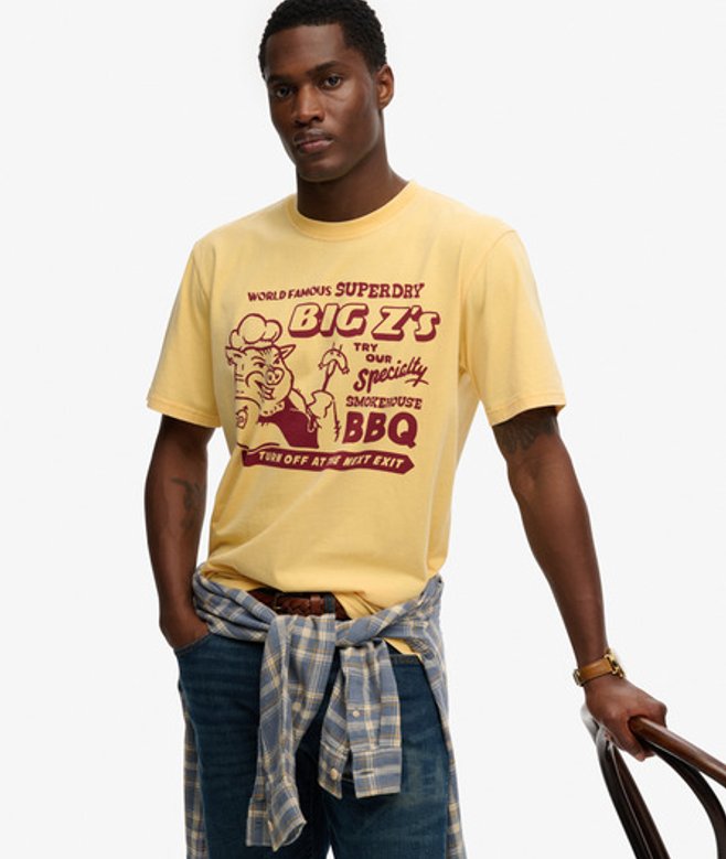 Superdry Herren Roadside Trade Loose T-shirt Yellow - Größe: XL