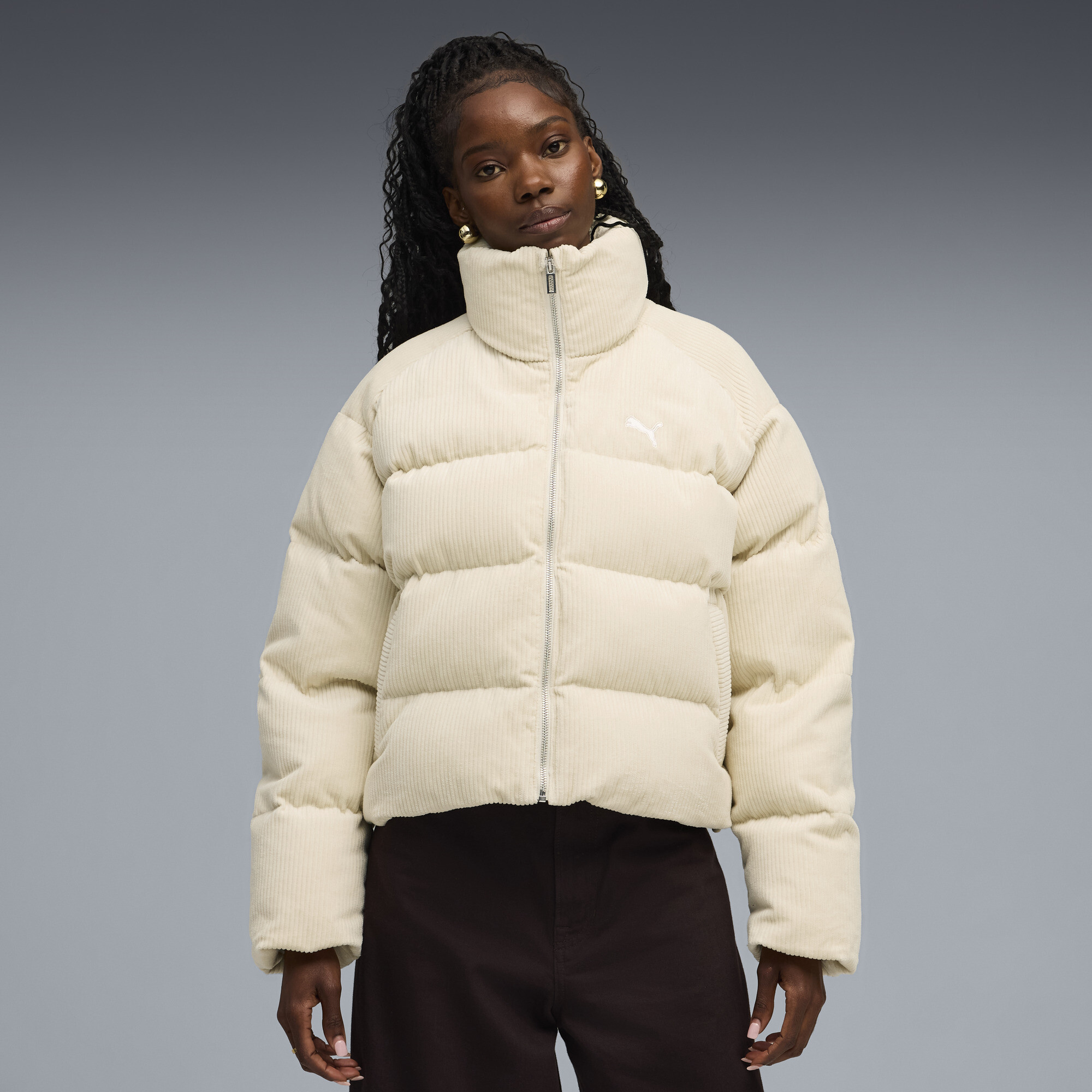 PUMA Wardrobe Essentials Cord-Pufferjacke Damen, Kleidung, Weiß, XXS
