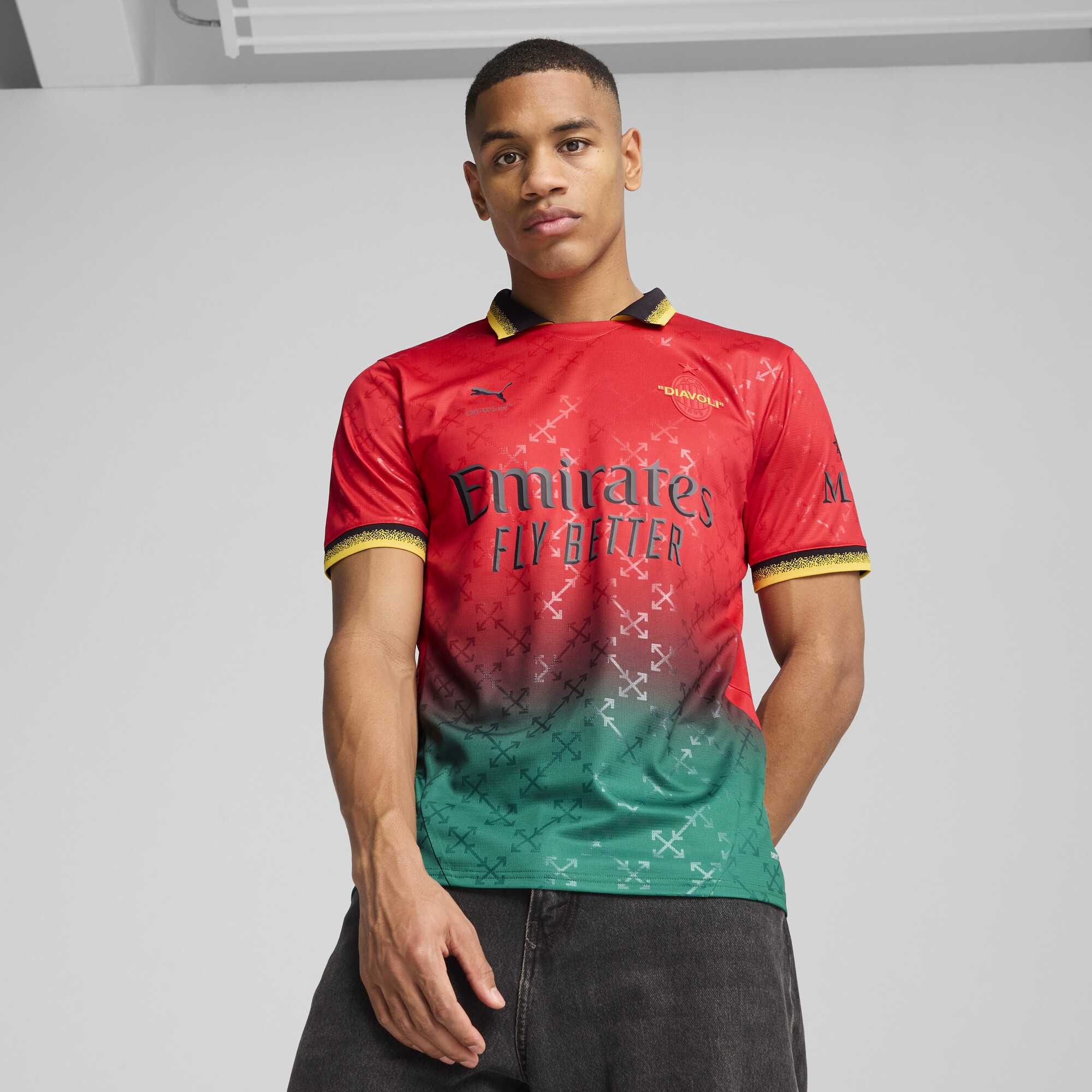 PUMA AC Milan x OFF-Weiß™ Replica Trikot Herren, Kleidung, Rot, XS