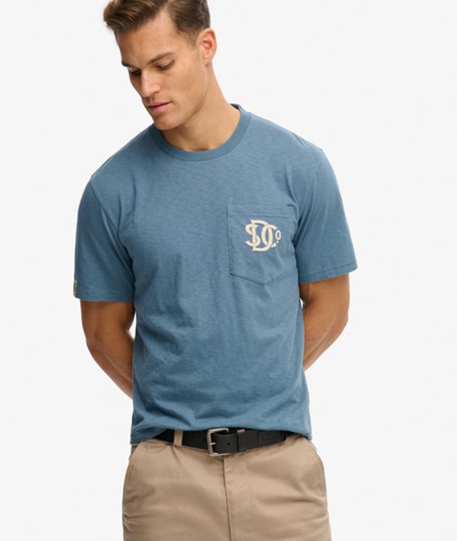 Superdry Herren The Merchant Store Grafik-tasche T-shirt Blue - Größe: L