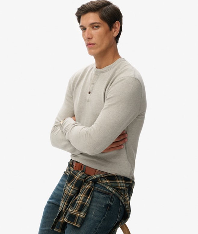 Superdry Herren The Merchant Store - Henley-shirt Grey - Größe: Xxl