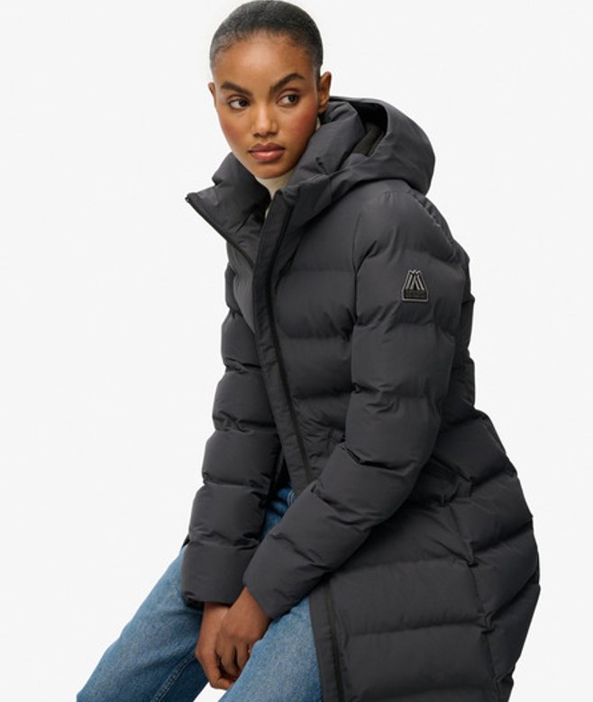 Superdry Damen City Mid Steppjacke Dark Grey - Größe: 46