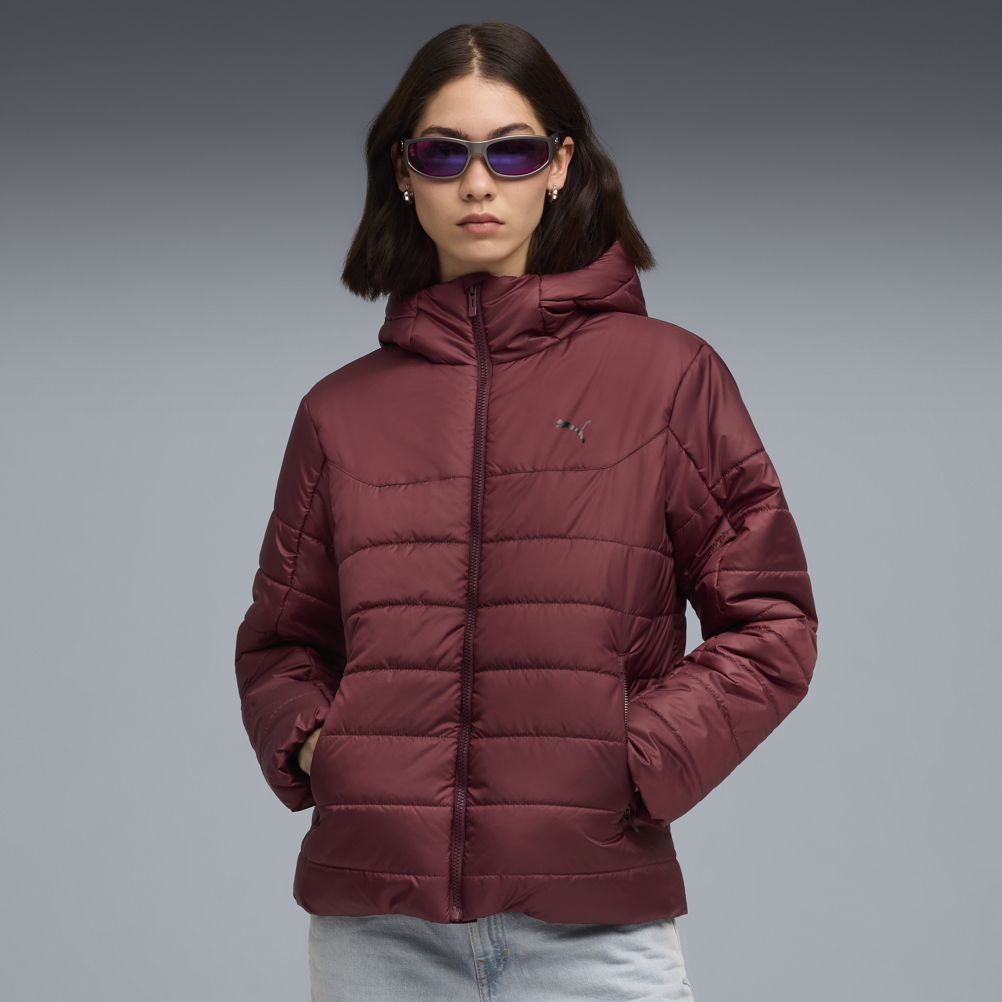 PUMA Essentials Wattierte Kapuzenjacke Damen, Kleidung, Rot, XS