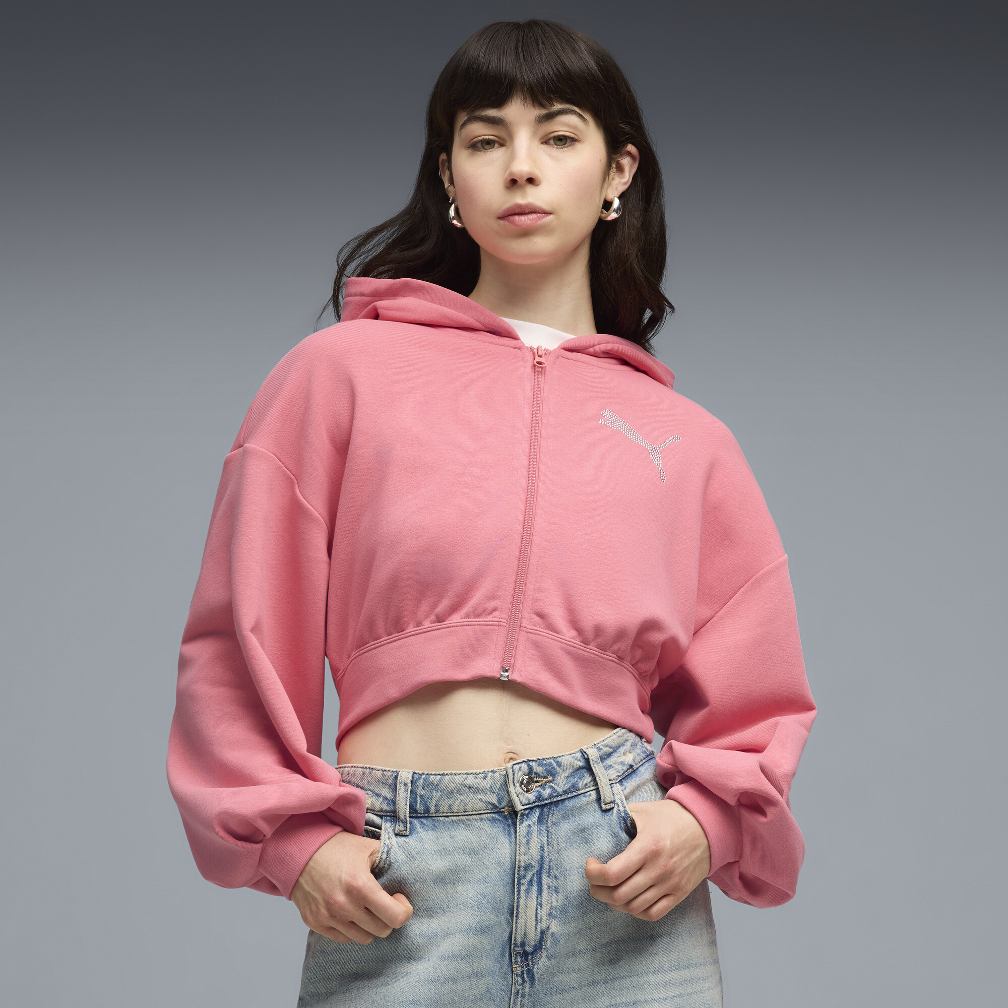 PUMA Essentials Graphics Bedazzled Kapuzenjacke Damen, Kleidung, Rosa, S