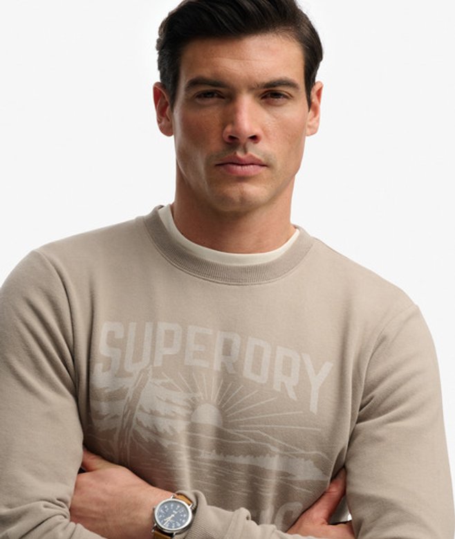 Superdry Herren Retro Outdoor Sweatshirt in Lockerer Passform Khaki - Größe: L