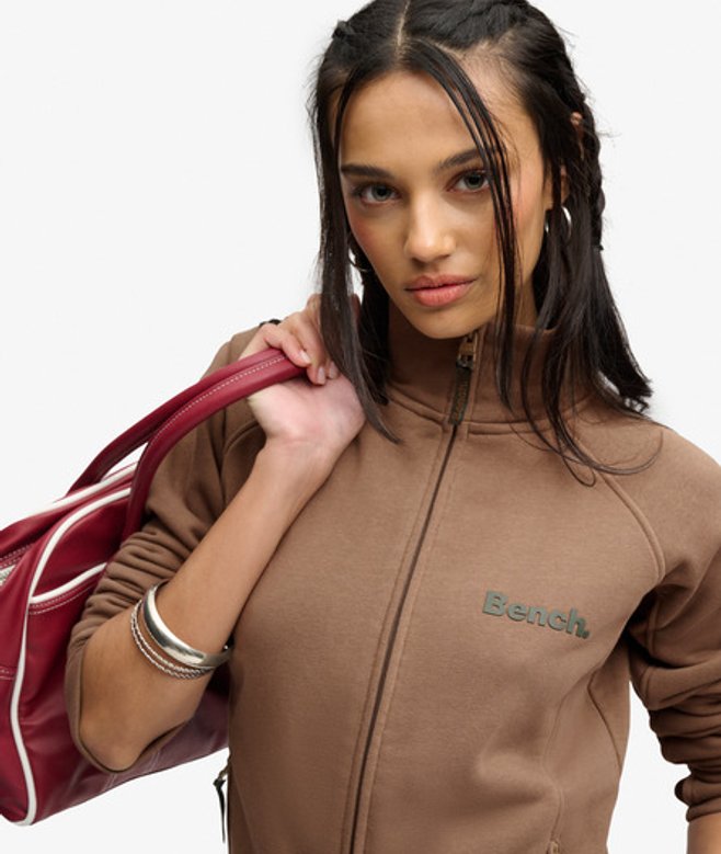 Superdry Damen Bench Sweatshirt mit Hohem Kragen Brown - Größe: Xxs