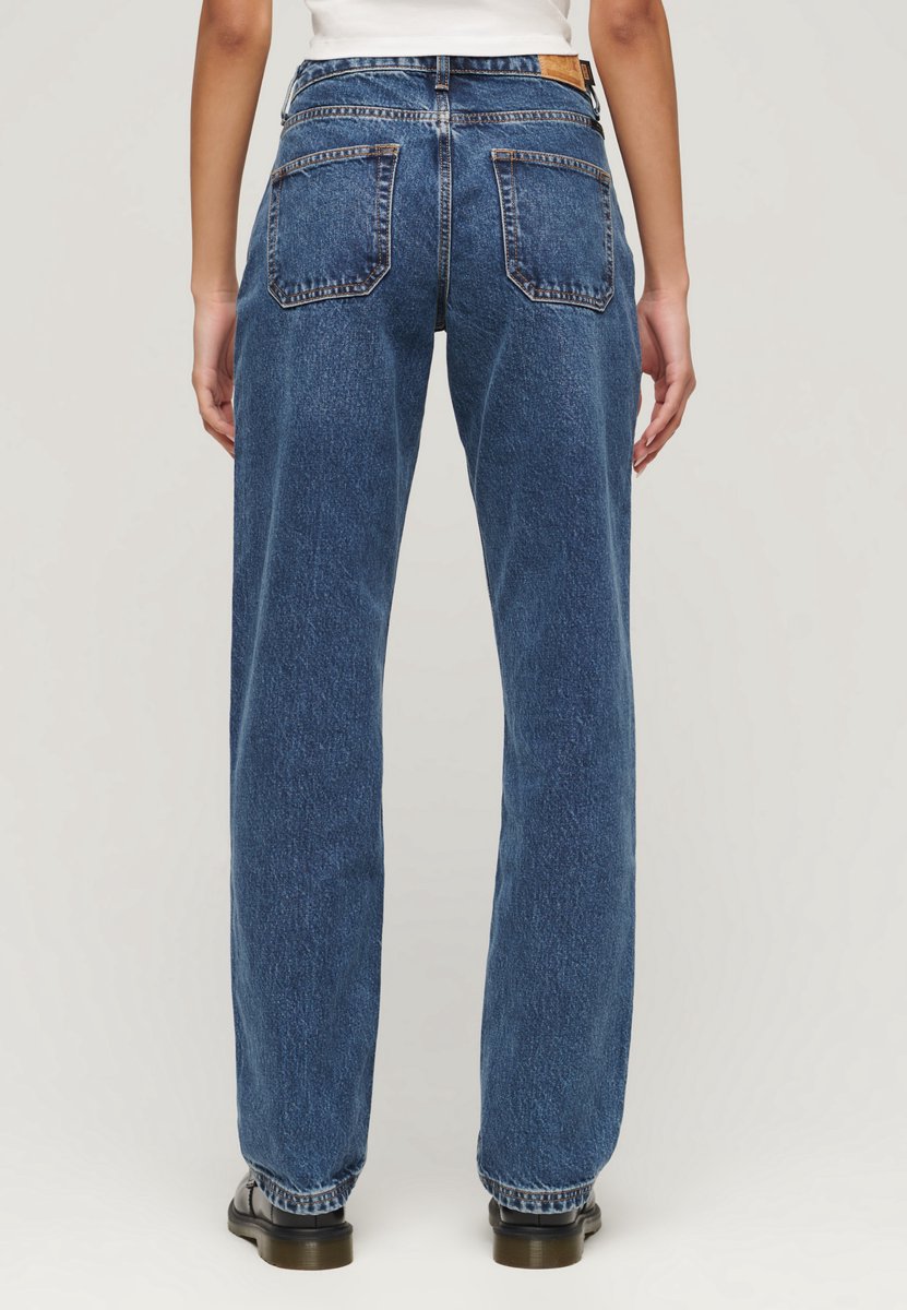 Superdry Damen Jeans mit Geradem Bein und Mittlerer Leibhöhe Dunkelblau - Größe: 32/32