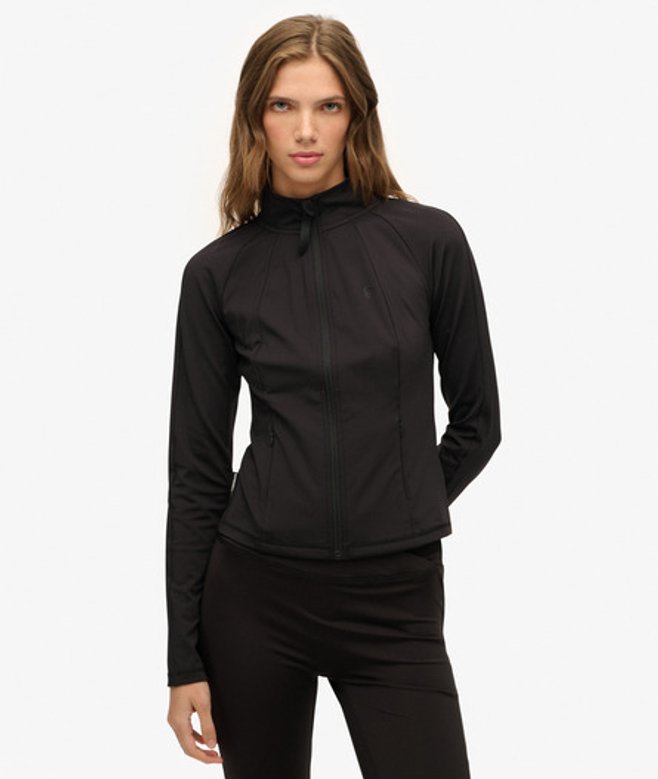 Superdry Damen Studios Trainingsjacke mit Enger Passform Black - Größe: 42