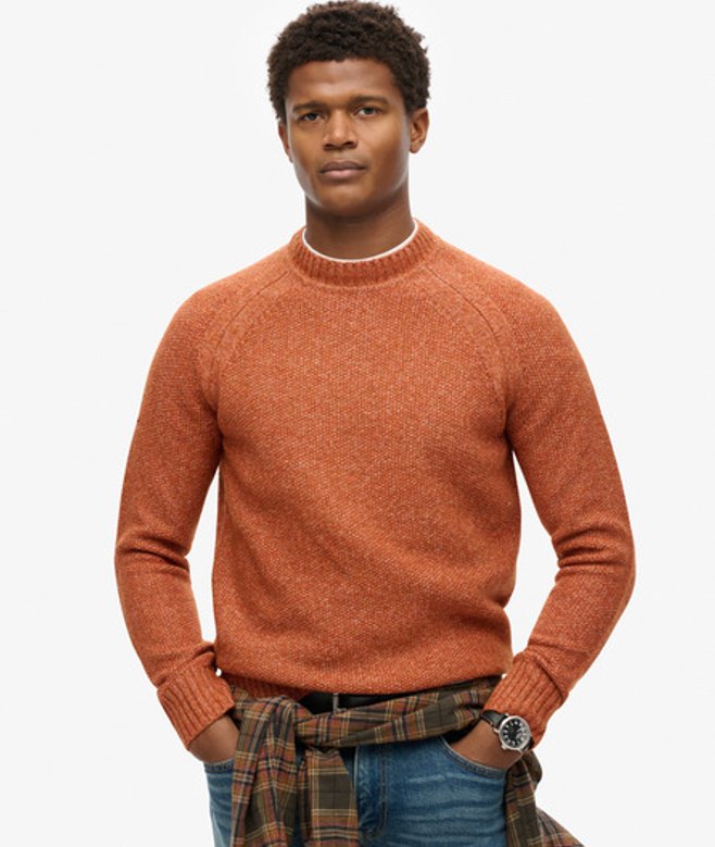 Superdry Herren Grober Raglan-pullover Orange - Größe: S