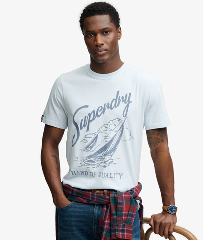 Superdry Herren Lo-fi Dockside T-shirt Blue - Größe: M