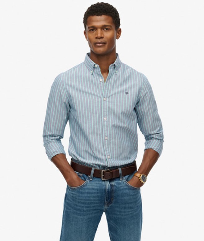 Superdry Herren Klassisches Oxford-hemd mit Langen Ärmeln Navy - Größe: S