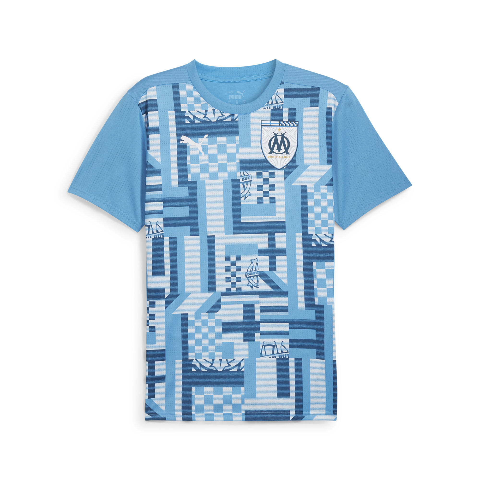 PUMA Olympique de Marseille Pre-match Kurzarmtrikot Herren, Kleidung, Blau, M
