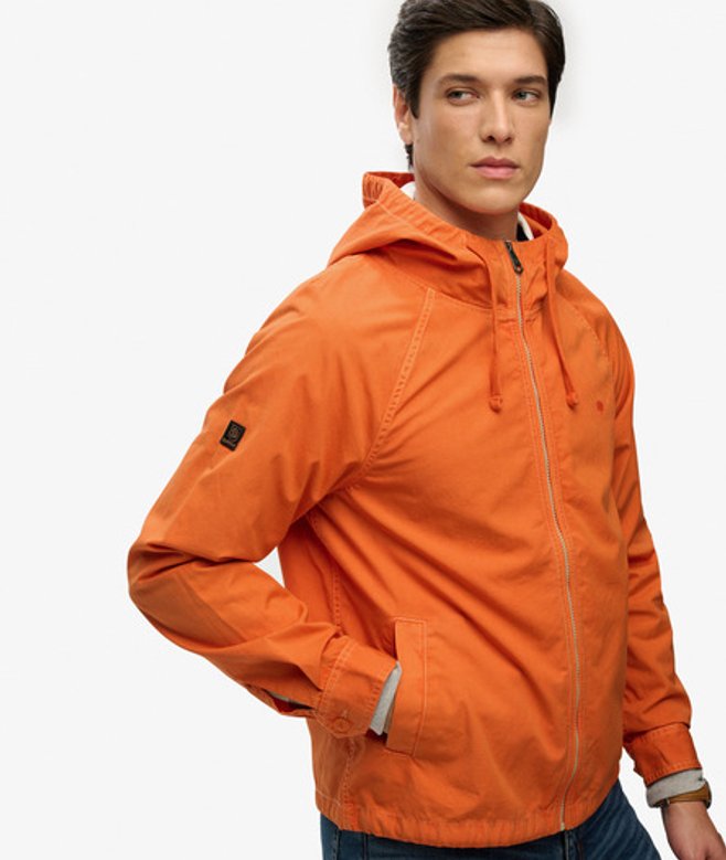 Superdry Herren Twill-jacke mit Kapuze in Washed-optik Orange - Größe: Xxl