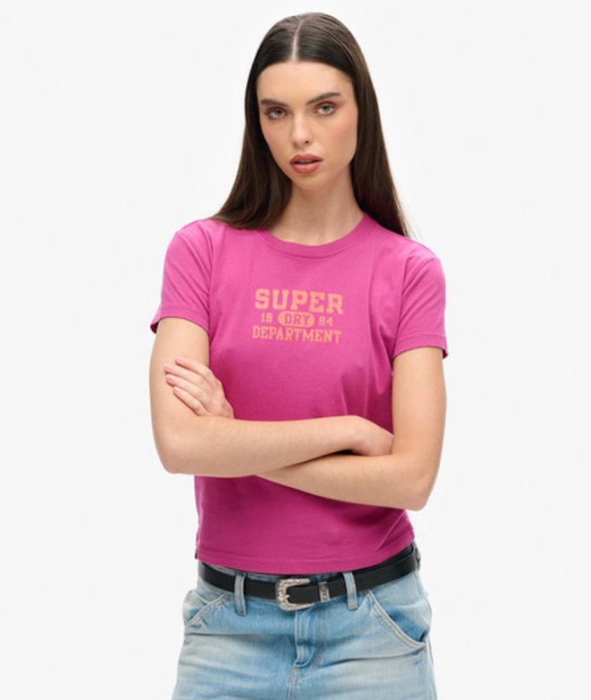 Superdry Damen Tailliertes Super Athletics T-shirt Lila - Größe: 44