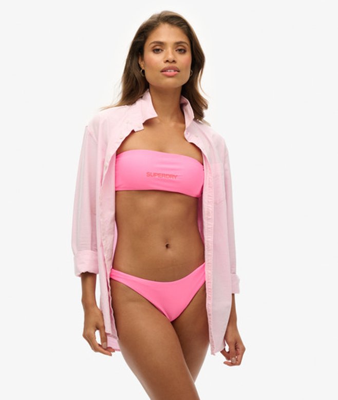 Superdry Damen Bandeau-bikinioberteil mit Logo Pink - Größe: 44