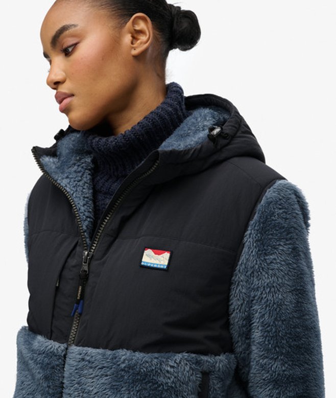 Superdry Damen Superweiche Hybrid-jacke mit Reißverschluss Dark Grey - Größe: 40