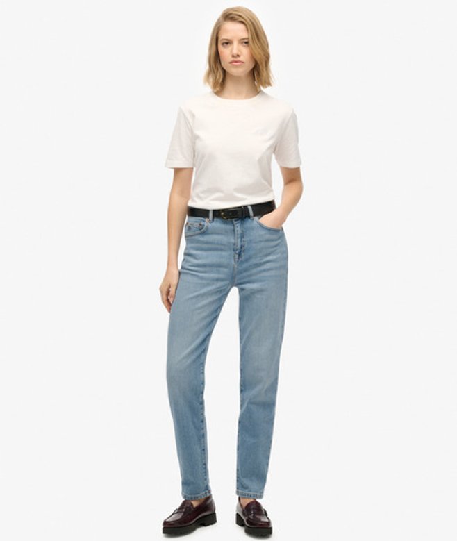 Superdry Damen Mom Jeans aus Bio-baumwolle mit Hohem Bund Blue - Größe: 32/32