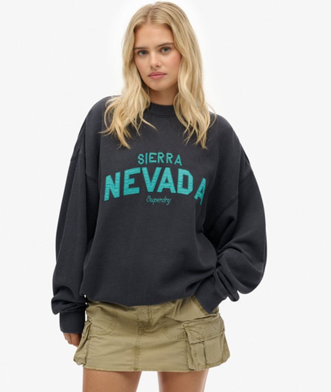 Superdry Damen Lässiges Outdoor Location Sweatshirt mit Rundhalsausschnitt Black - Größe: 36