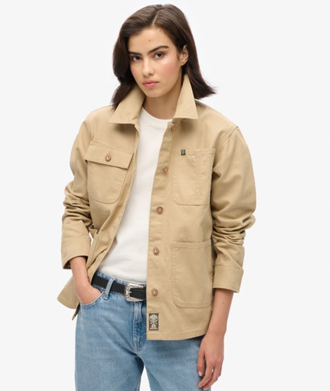 Superdry Damen Bestickte Chore-jacke Grün - Größe: 38