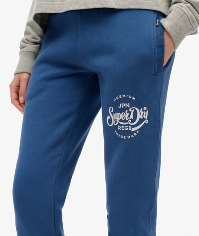 Superdry Damen Premium Script Entry Jogginghose Dark Blue - Größe: 40