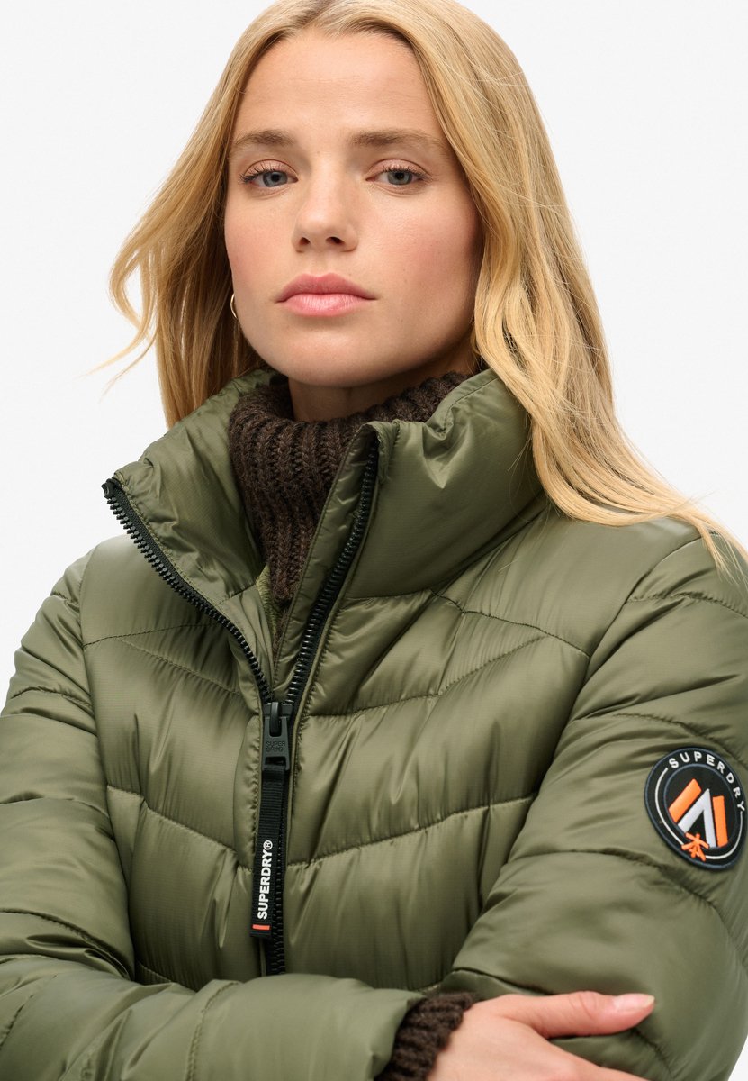 Superdry Damen Wattierte Fuji Steppjacke Grün - Größe: 34