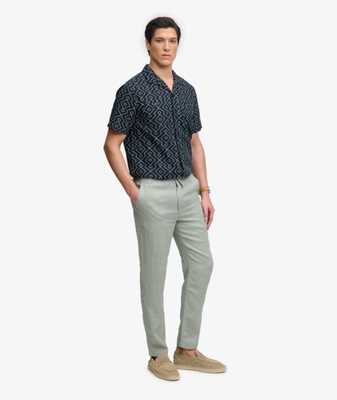 Superdry Herren Merchant Leinenhose Green - Größe: XS