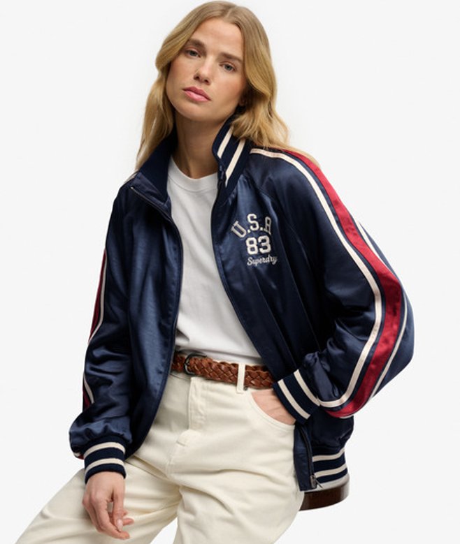 Superdry Damen Suika Trainingsjacke Navy - Größe: 42