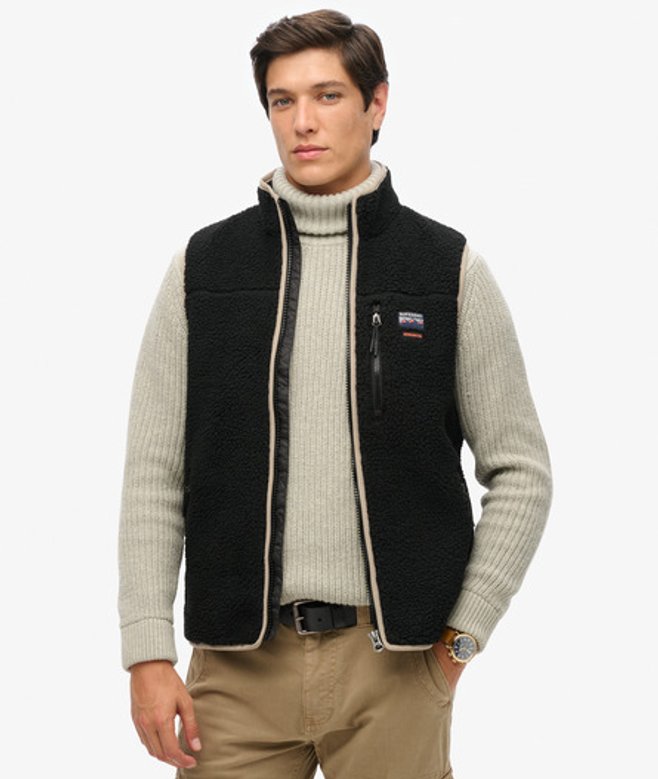 Superdry Herren Outdoor Fleeceweste Schwarz - Größe: L