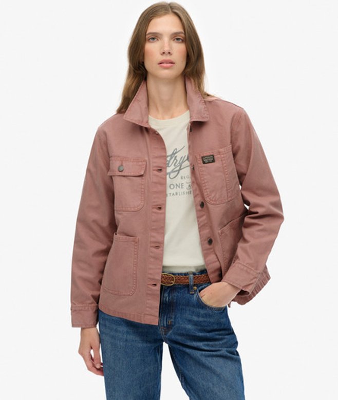 Superdry Damen Chore Jacke Pink - Größe: 40