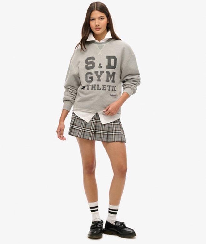 Superdry Damen Vintage Tweed-minirock mit Falten Grau - Größe: 40