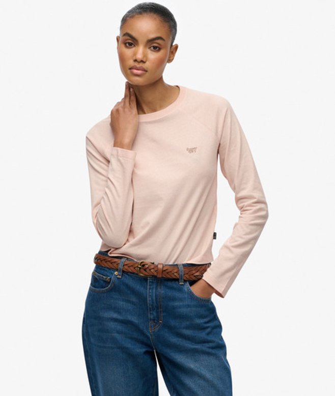 Superdry Damen Essential Logo Langarmshirt Pink - Größe: 42