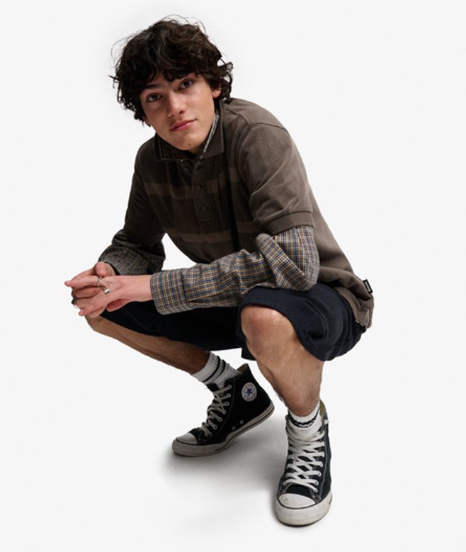 Superdry Herren Bench Supersoft Logo Poloshirt Dark Grey - Größe: M