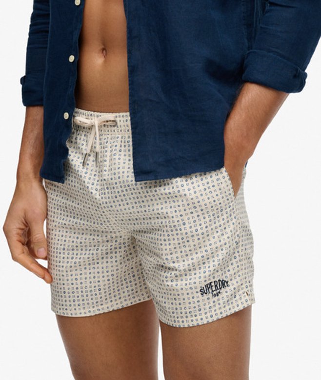 Superdry Herren Premium Bedruckte 15-Zoll Badeshorts White - Größe: XL