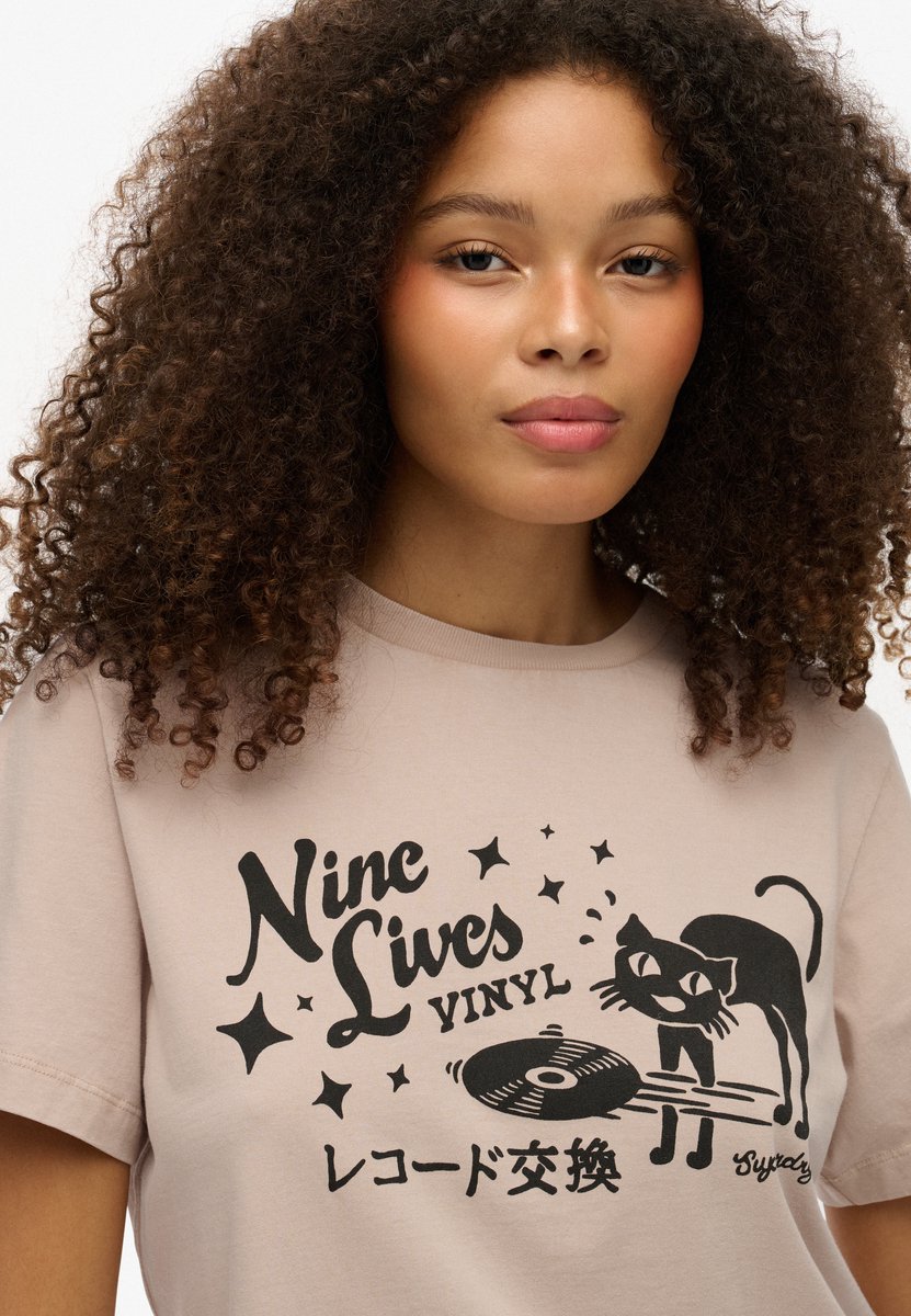 Superdry Damen Roadside Trade T-shirt in Lockerer Passform Brown - Größe: 44