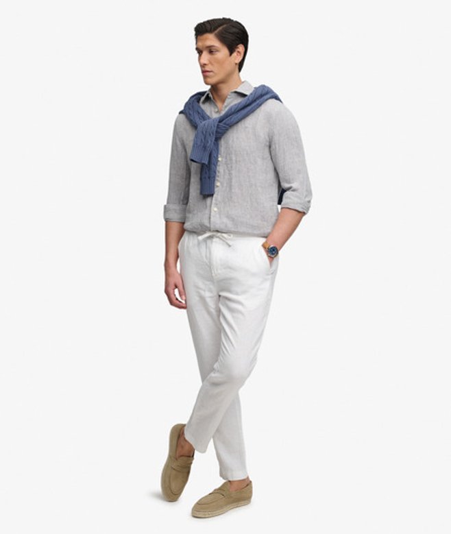 Superdry Herren Merchant Leinenhose White - Größe: Xxl