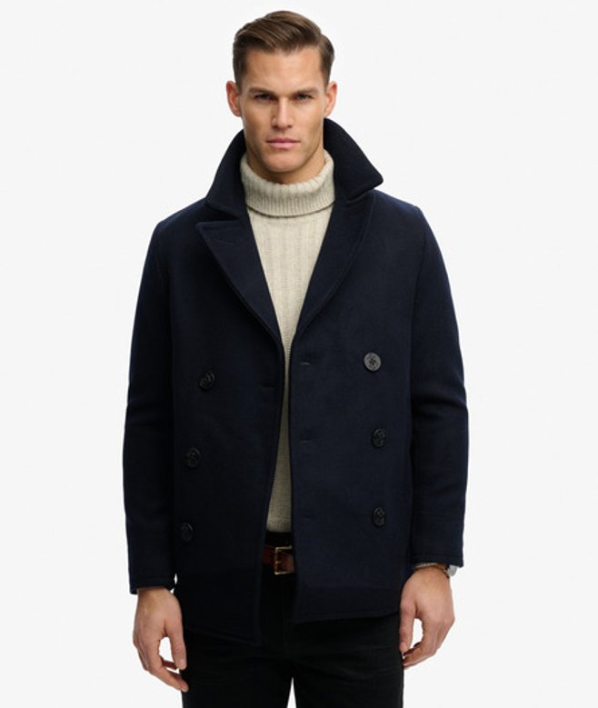Superdry Herren The Merchant Store - Wollmischung Cabanjacke Navy - Größe: Xxl