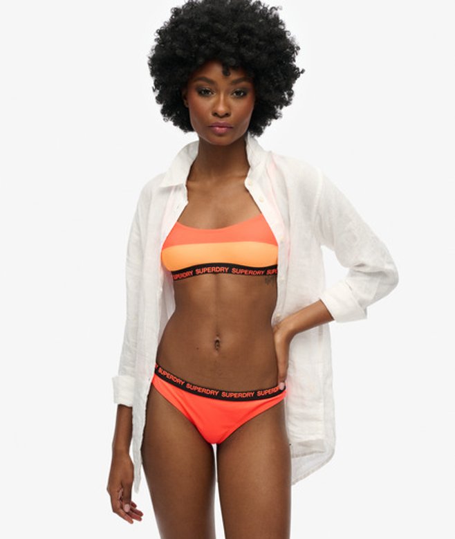 Superdry Damen Raffiniertes, Elastisches Bikinihöschen Orange - Größe: 42
