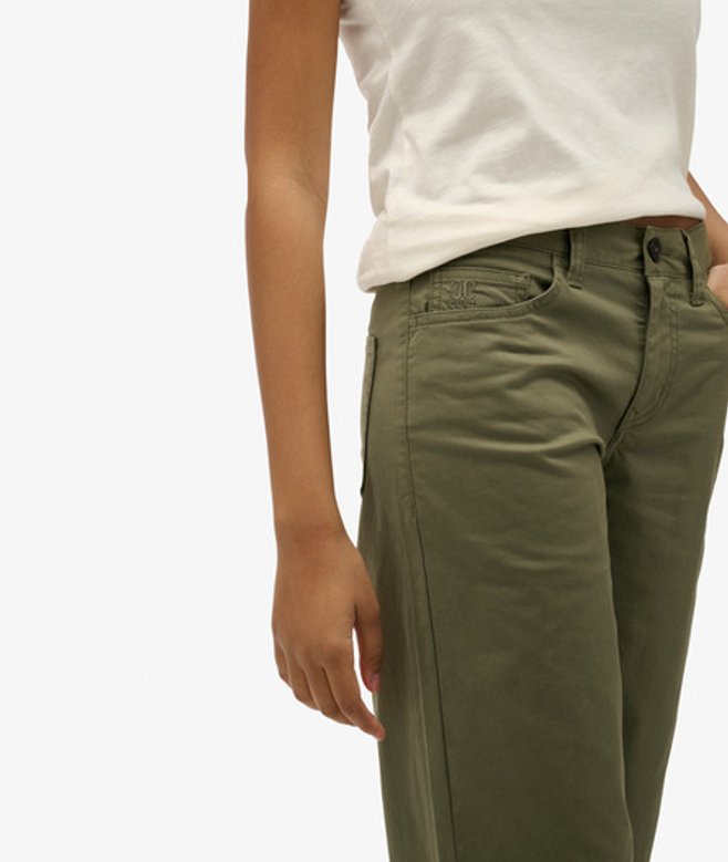 Superdry Damen Mid Rise Baggy Chino Green - Größe: 28/32
