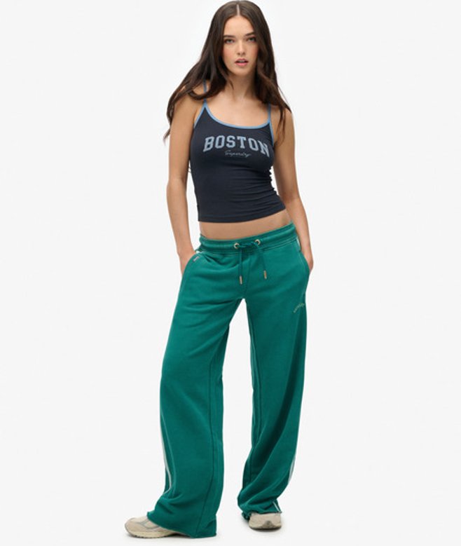 Superdry Damen Athletic Essentials Jogginghose mit Geradem Bein und Logo Green - Größe: 44