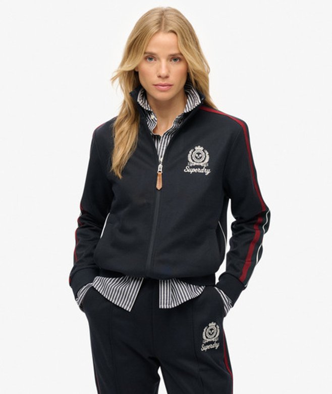 Superdry Damen Country Club Trainingsjacke Navy - Größe: 42