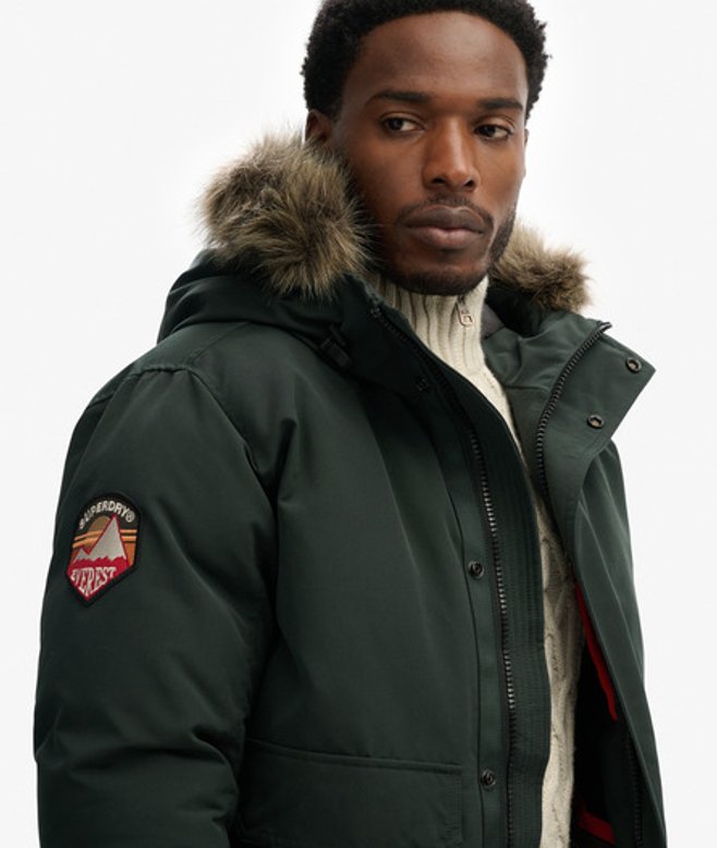 Superdry Herren Everest Kunstfell-bomberjacke Green - Größe: S