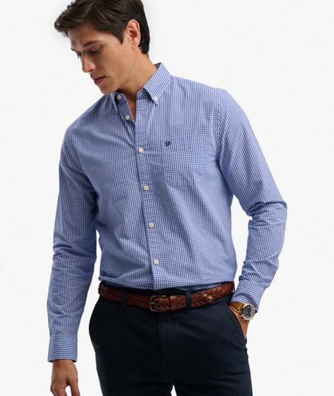 Superdry Herren Preppy Poplin Langarmhemd Navy - Größe: Xxl