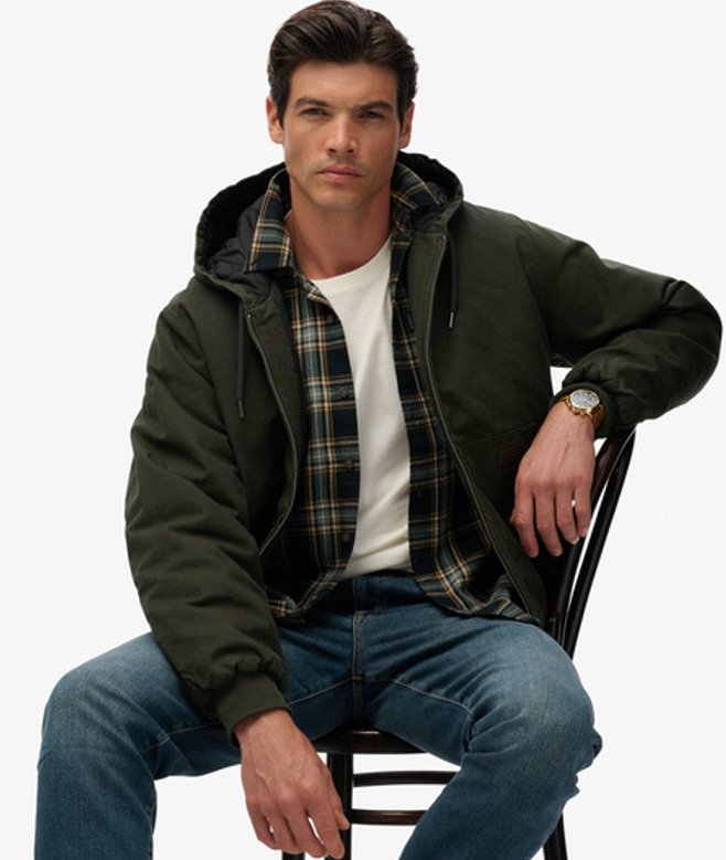 Superdry Herren Canvas Surplus Kapuzenjacke Green - Größe: Xxl