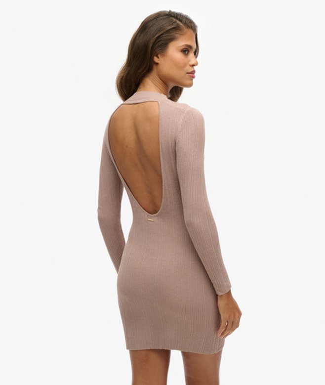 Superdry Damen Braun Rückenfreies Bodycon-Minikleid, Größe: 36